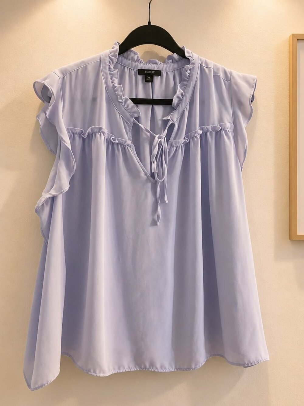 J. Crew Women's top blouse Plus Size 3X light purple flowy fluttery sleeves